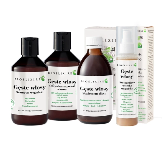 Bioelixire Gęste Włosy kompleksowa kuracja dla włosów wypadających 300 ml 300 ml 300 ml 150 ml