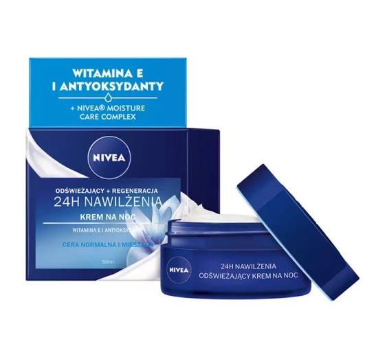 NIVEA 24h Nawilżenia odświeżająco-regenerujący krem do twarzy na noc 50 ml