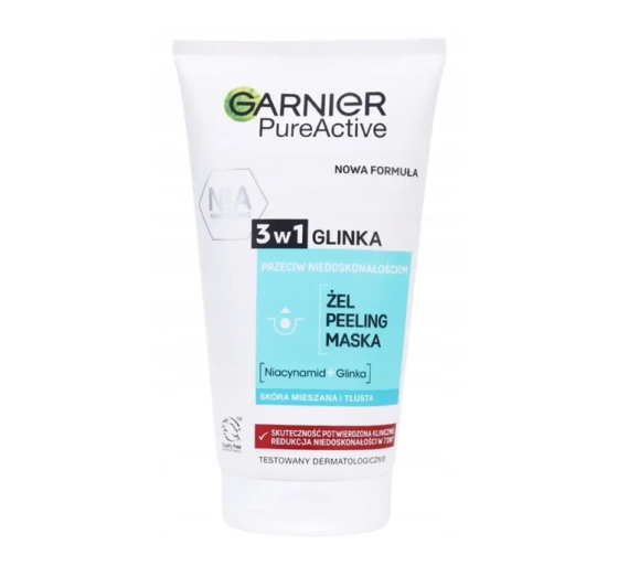 Garnier Czysta Skóra żel peeling maseczka 3w1 150 ml