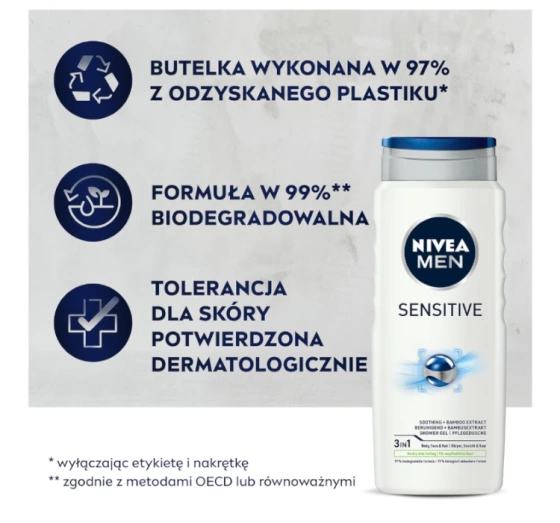 NIVEA MEN Sensitive łagodzący żel pod prysznic 3w1 dla mężczyzn 500 ml