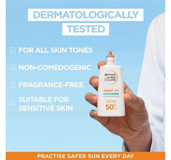 Garnier Ambre Solaire Super UV Niacinamide fluid przeciw niedoskonałościom SPF50 40 ml