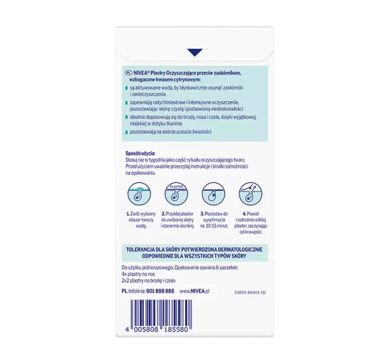 NIVEA Skin Refining plastry oczyszczające przeciw zaskórnikom 6 sztuk