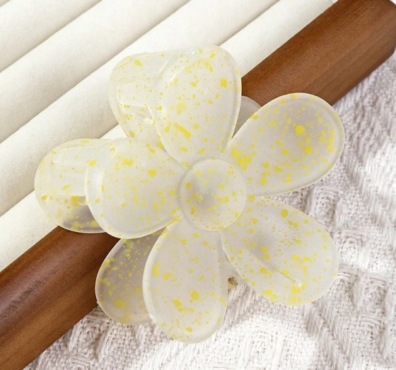 eCarla ozdobna spinka do włosów w kształcie kwiatu SP275 Blady Żółty