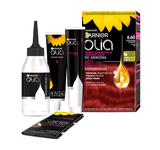 Garnier Olia trwała farba do włosów bez amoniaku 6.60 Intensywna Czerwień
