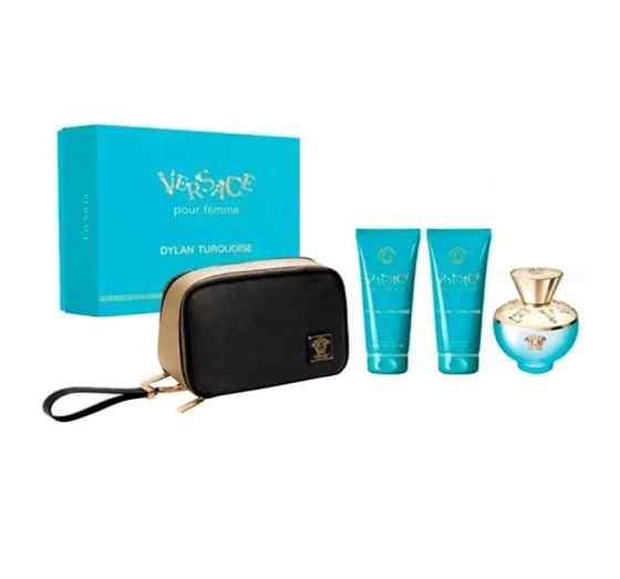 Versace Dylan Turquoise Pour Femme woda toaletowa spray 100 ml żel do ciała 100 ml żel pod prysznic 100 ml kosmetyczka