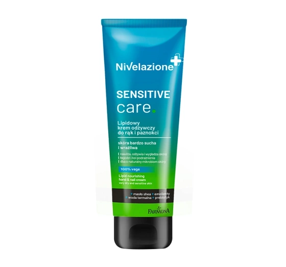 NIVELAZIONE SENSITIVE CARE WEGAŃSKI LIPIDOWY KREM ODŻYWCZY DO RĄK I PAZNOKCI 100ML