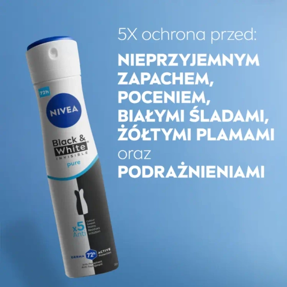 NIVEA Black&White Invisible Pure antyperspirant w sprayu dla kobiet 250 ml