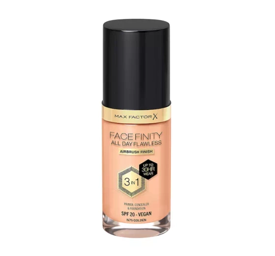 Max Factor Facefinity All Day Flawless 3in1 wegański podkład N75 Golden 30 ml