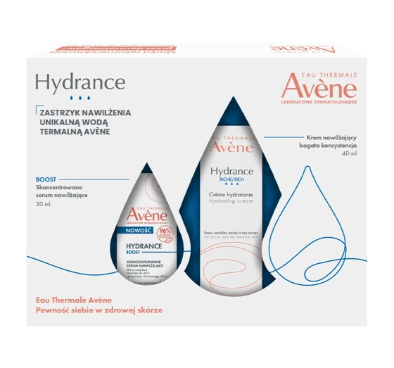 Avène Hydrance zestaw nawilżających kosmetyków do pielęgnacji twarzy krem 40 ml serum 30 ml