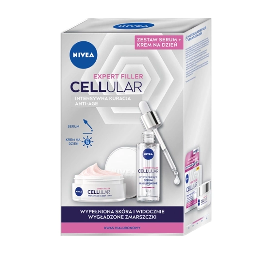 NIVEA Cellular Expert Filler zestaw serum 30 ml krem do twarzy SPF15 50 ml
