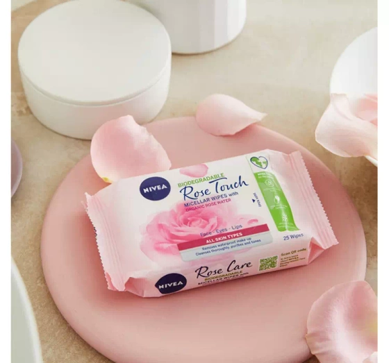 NIVEA Rose Touch micelarne chusteczki do demakijażu z wodą różaną 25 sztuk