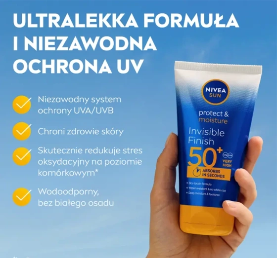 NIVEA SUN Protect&Moisture Invisible Finish balsam do opalania SPF50 150 ml