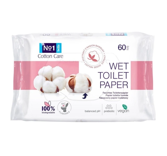 Bella Cotton Care nawilżany papier toaletowy 60 sztuk