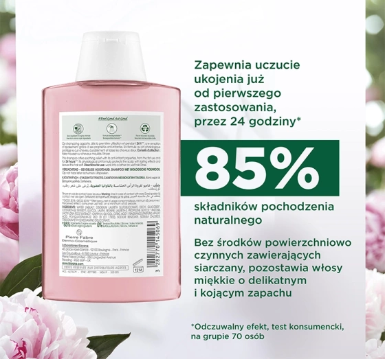 Klorane Organiczna Piwonia szampon do włosów i wrażliwej skóry głowy 200 ml