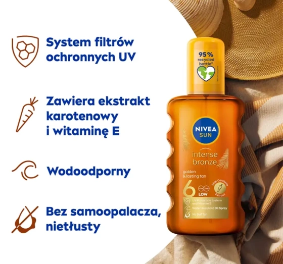 NIVEA SUN karotenowy olejek do opalania spray SPF6 200 ml