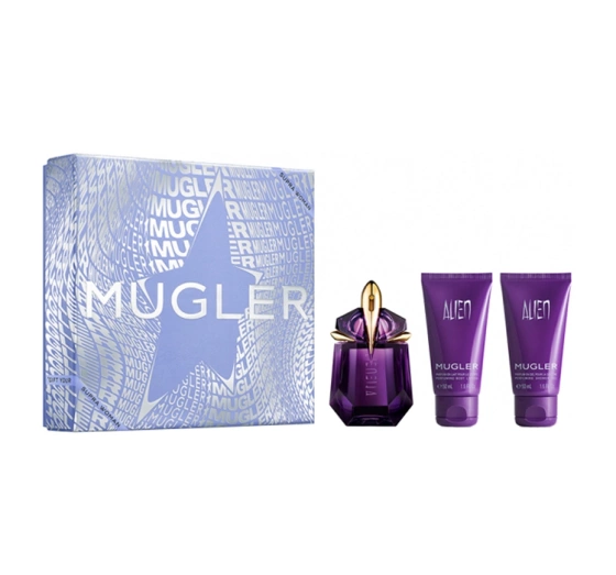 Mugler Alien woda perfumowana spray 30 ml balsam do ciała 50 ml żel pod prysznic 50 ml