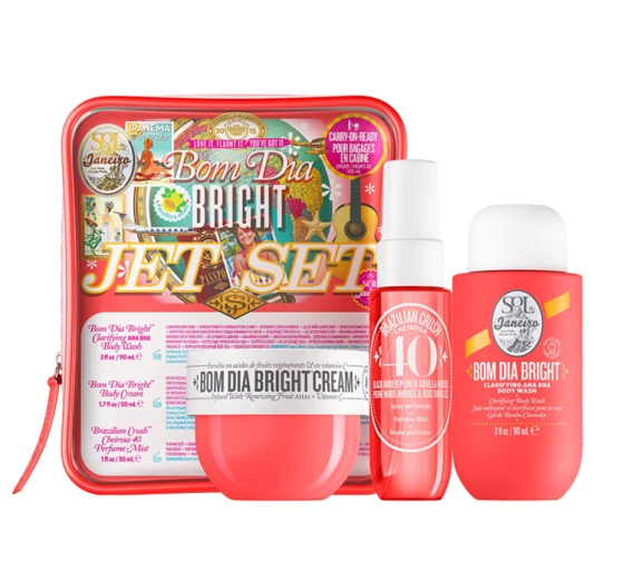 Sol de Janeiro Bom Dia Bright Jet Set żel pod prysznic 90ml krem do ciała 50ml spray 30ml