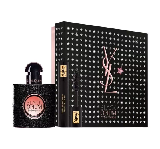 Yves Saint Laurent woda perfumowana spray Black Opium 30 ml tusz do rzęs Volume Effet Faux Cils 01 High Density Black 2 ml