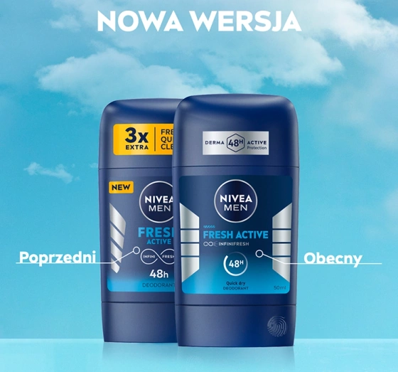 NIVEA MEN Fresh Active dezodorant w sztyfcie dla mężczyzn 50 ml