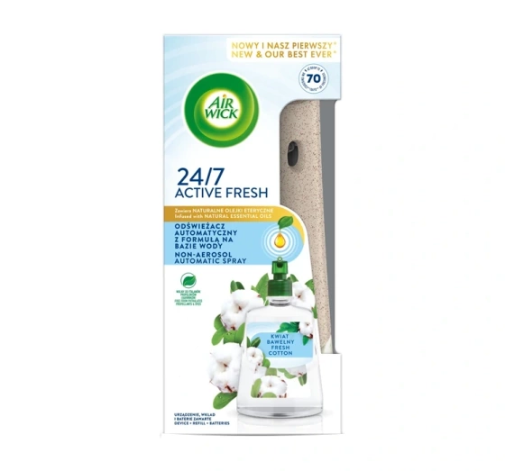 Air Wick 24/7 Active Fresh zestaw automatyczny odświeżacz powietrza wkład Kwiat Bawełny