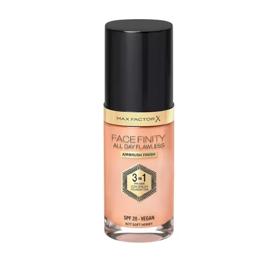Max Factor Facefinity All Day Flawless 3in1 wegański podkład N77 Soft Honey 30 ml