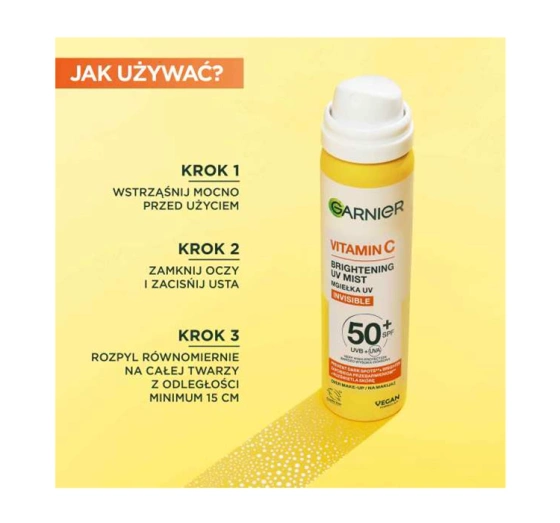 Garnier Vitamin C mgiełka UV spray na makijaż Invisible SPF50 75 ml