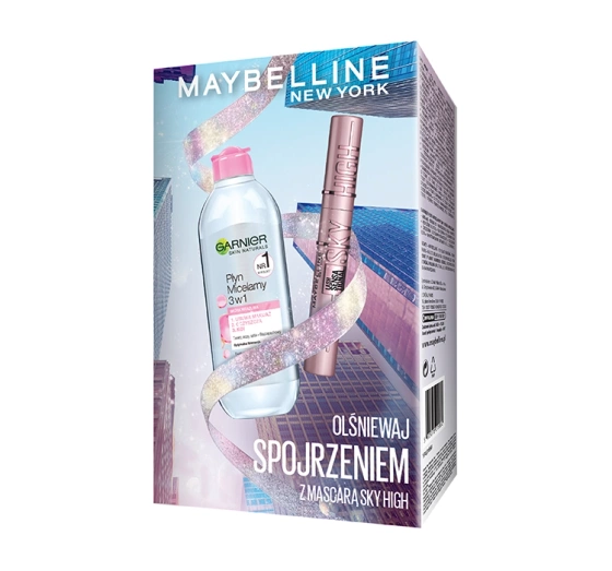 Maybelline zestaw prezentowy tusz do rzęs Sky High płyn micelarny Garnier
