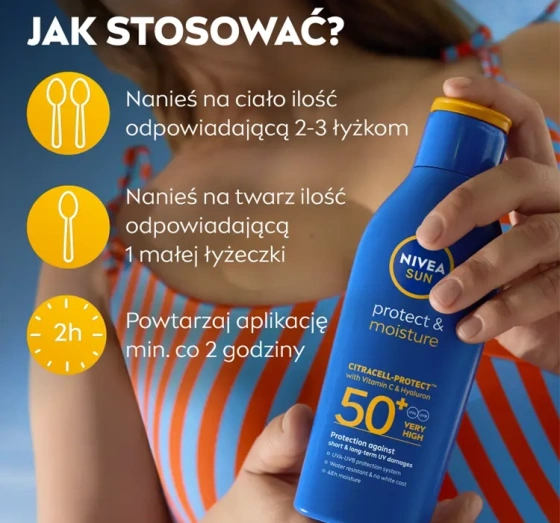 NIVEA SUN Protect&Moisture nawilżający balsam do opalania SPF50 200 ml