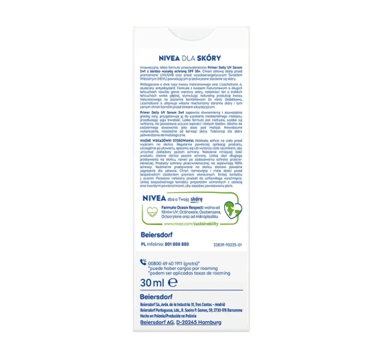 NIVEA SUN Daily UV Serum primer 2w1 przeciwsłoneczny SPF50 baza pod makijaż 30 ml