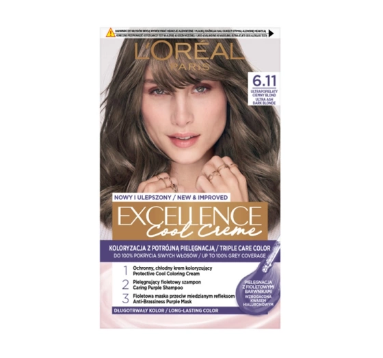 L'Oréal Paris Excellence Cool Creme farba do włosów 6.11 Ultrapopielaty ciemny blond