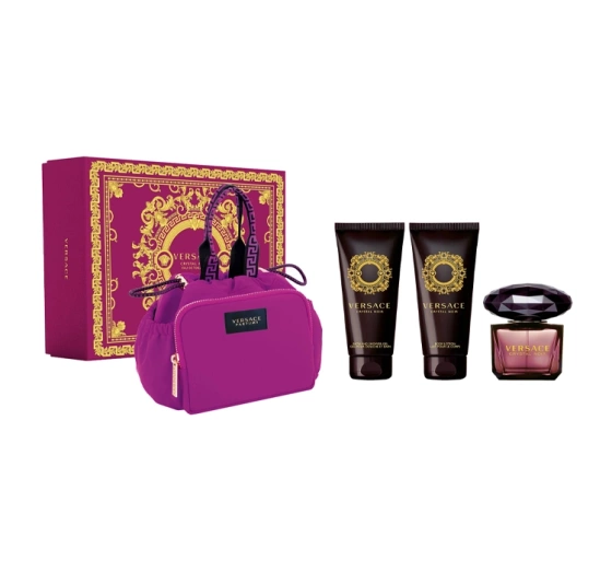 Versace Crystal Noir woda toaletowa 90 ml balsam do ciała 100 ml żel pod prysznic 100 ml kosmetyczka
