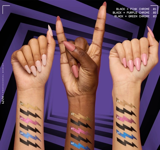 NYX Professional Makeup × Beetlejuice dwustronny eyeliner 02 Black Purple Chrome 0,1 g 0,4 ml