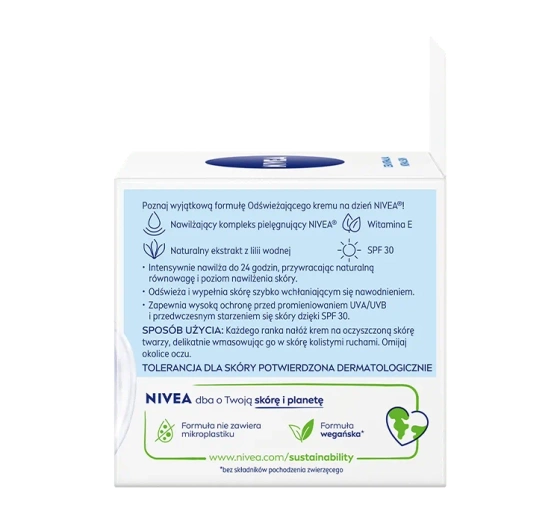 NIVEA 24h Nawilżenia odświeżający krem do twarzy na dzień SPF30 50 ml