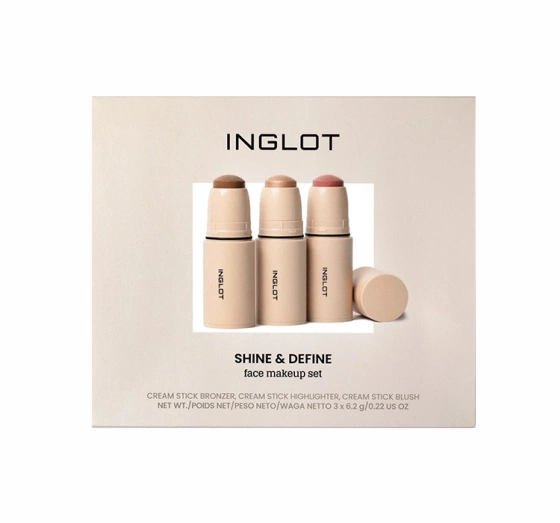 Inglot Shine & Define zestaw kosmetyków w sticku do konturowania na mokro bronzer róż rozświetlacz 3 x 6,2 g