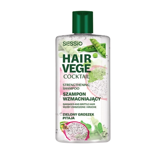 Sessio Hair Vege Cocktail wzmacniający szampon do włosów Zielony Groszek Pitaja 300g