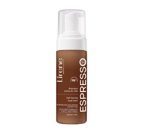 Lirene Perfect Tan brązująca pianka do ciała z organiczną wodą kokosową Espresso 150 ml