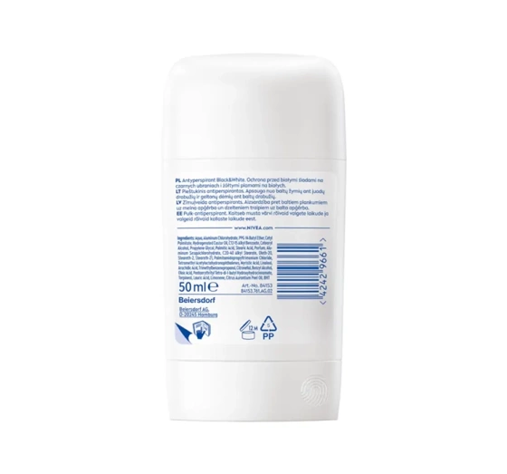 NIVEA Black&White Invisible Clear antyperspirant w sztyfcie dla kobiet 50 ml