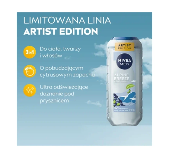 NIVEA MEN Alpine Breeze żel pod prysznic 3w1 dla mężczyzn 250 ml