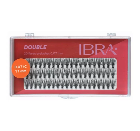 Ibra Sztuczne rzęsy Double kępki czarne C0,07 11mm