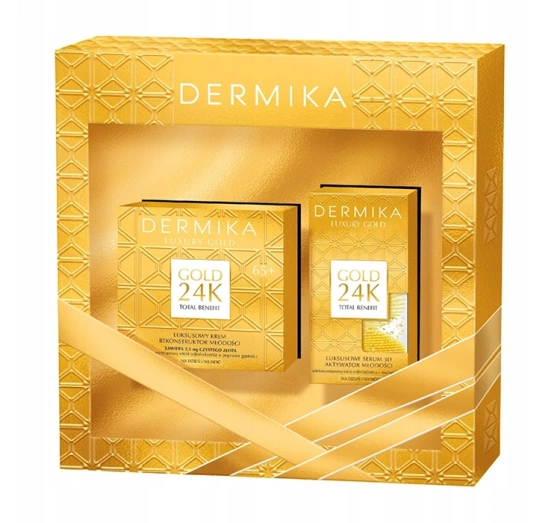 Dermika Luxury Gold 24K zestaw kosmetyków do pielęgnacji twarzy serum 60g krem 50ml