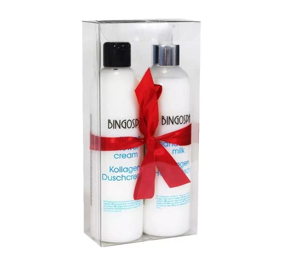 BingoSpa zestaw Kolagenowy Blask śmietanka pod prysznic 300 ml mleczko do mycia rąk 300 ml