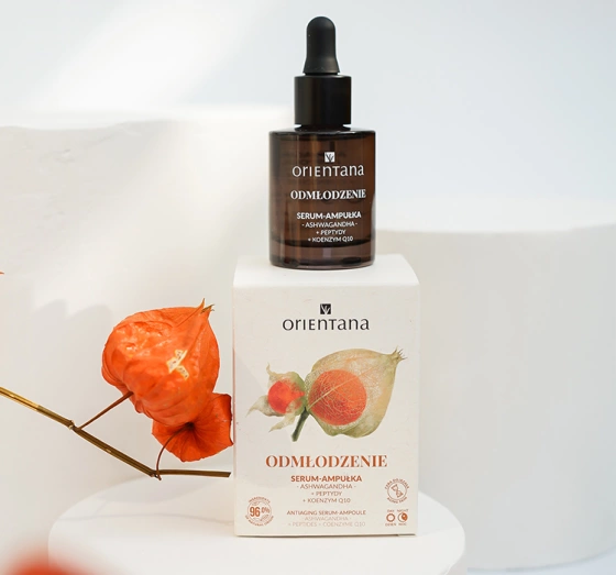 Orientana ampułka serum odmładzające Ashwagandha Peptydy Koenzym Q10 30ml