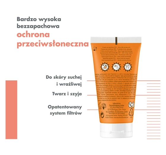Avène krem bez zapachu SPF50 Invisible skóra sucha i wrażliwa 50 ml