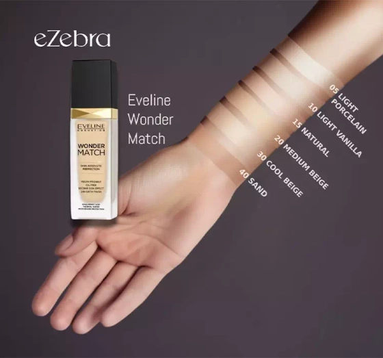 Eveline Cosmetics Wonder Match luksusowy podkład wygładzający 10 Light Vanilla 30 ml