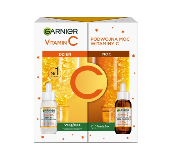 Garnier Vitamin C zestaw prezentowy serum na dzień 30 ml serum na noc 30 ml
