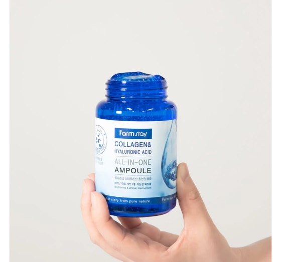 Farmstay Collagen&Hyaluronic Acid serum ampułka do twarzy z kwasem hialuronowym i kolagenem 250 ml