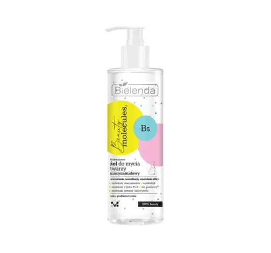 Bielenda Beauty Molecules molekularny żel niacynamidowy do mycia twarzy 195 g