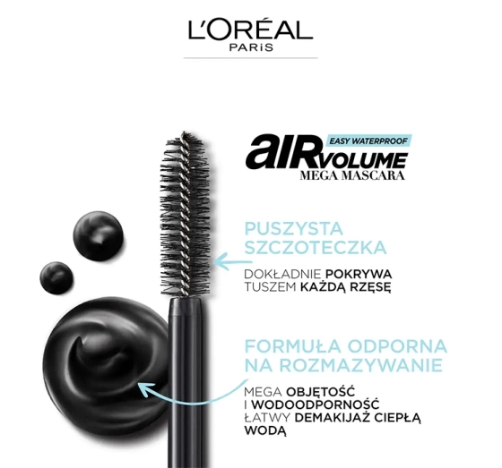 L'Oréal Paris Air Volume wodoodporny tusz do rzęs Black 9,4 ml