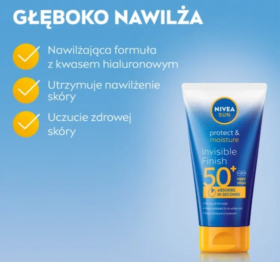 NIVEA SUN Protect&Moisture Invisible Finish balsam do opalania SPF50 150 ml