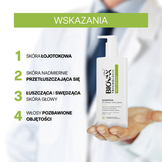 Biovax Trychologic Przetłuszczanie szampon do włosów i skóry głowy 200 ml